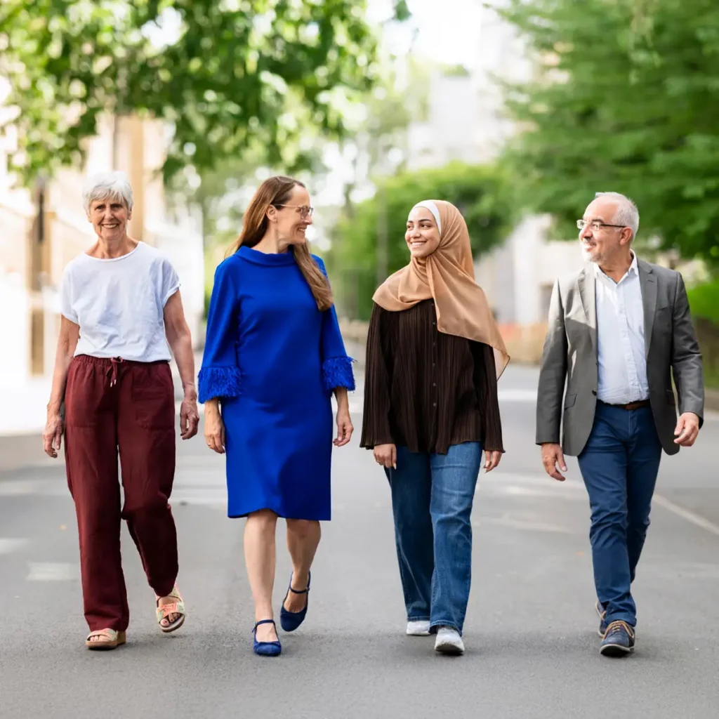 Notarin Dr. Christine Kaufmann geht mit ihrem Team durch das Agnesviertel